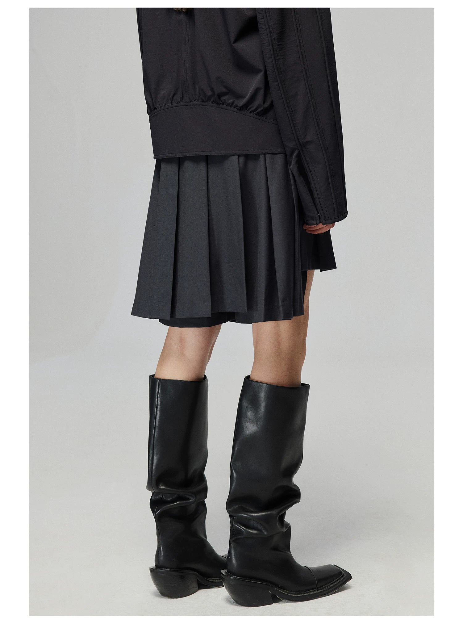 Asym Pleated Mini Skirt