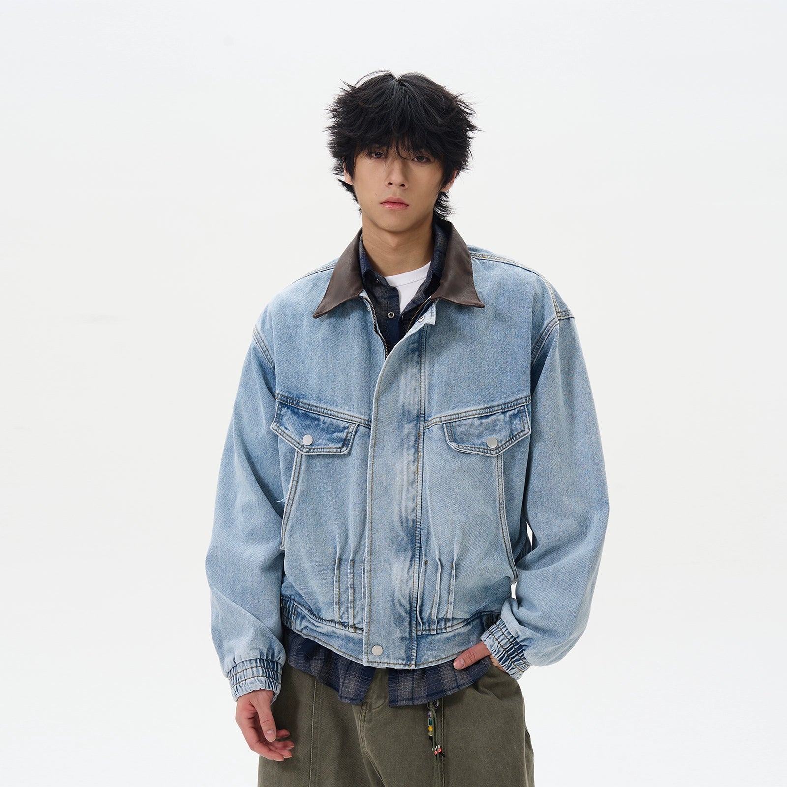 Vintage Corduroy Collar Denim Jacket