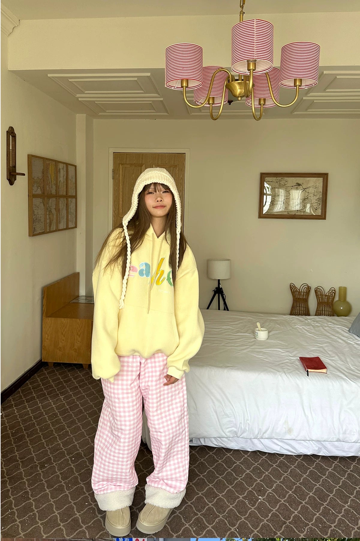 Cotton Candy Check Fleece Cuff Pants