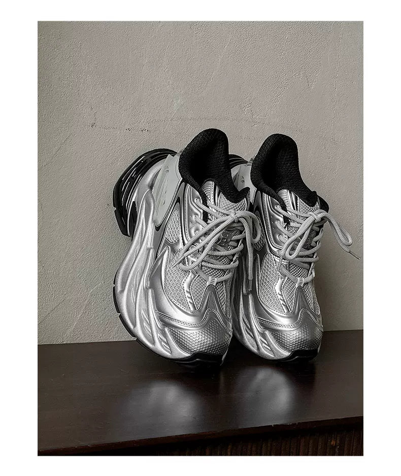 Futuristic Metallic Platform Runner Sneakers
