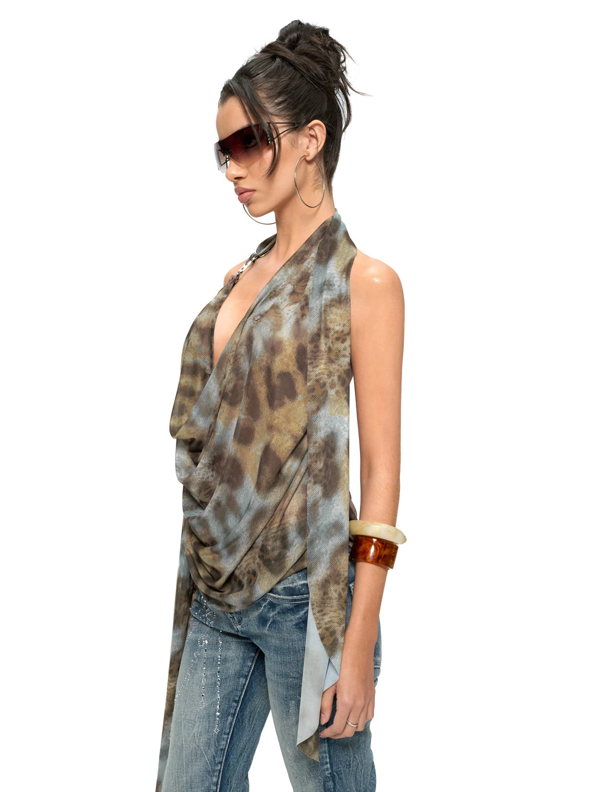 Dune Mirage Cowl Drape Halter Top