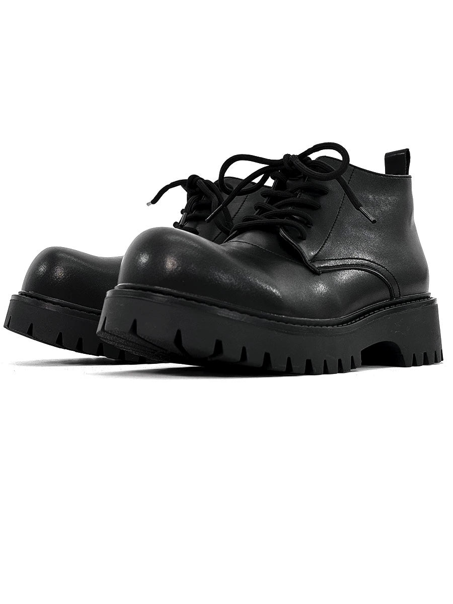 Chunky Black Platform Derby Shoes with Lug Soles