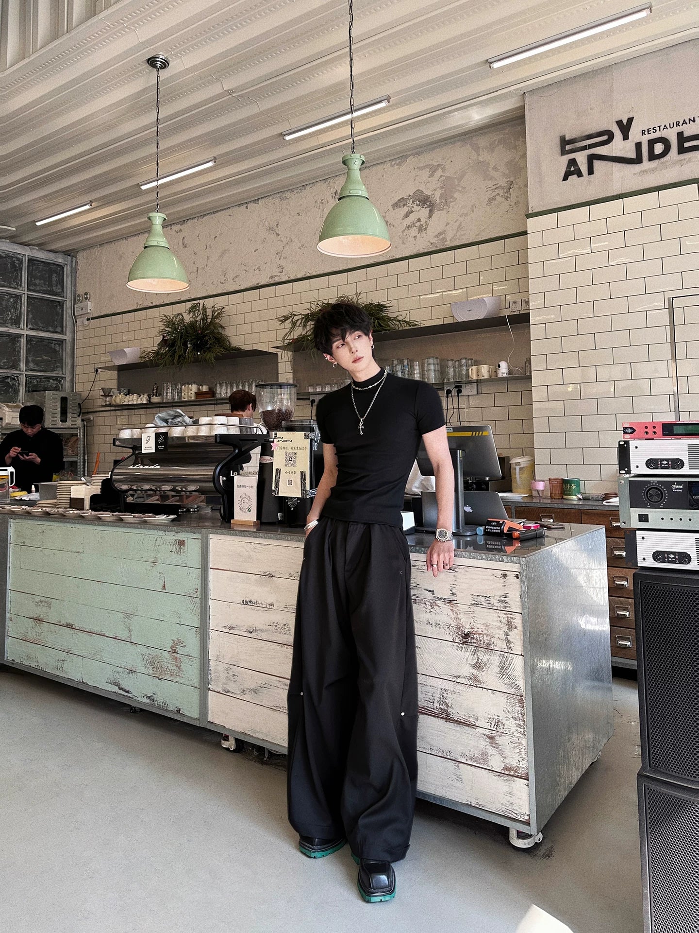 Monolith Drift Snap-Pleat Wide Trousers