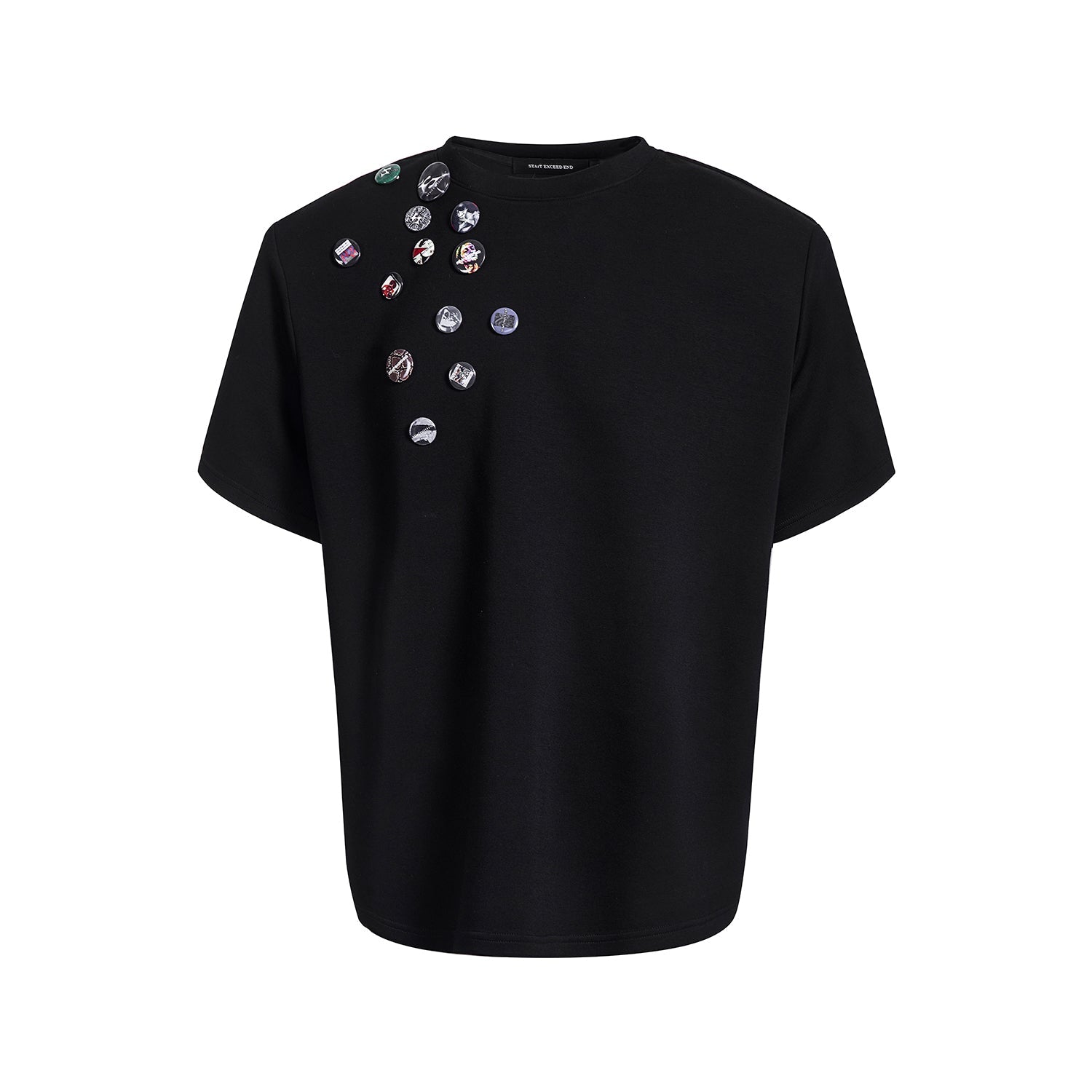 Scattered Button/Badge Embellishments T-Shirt
