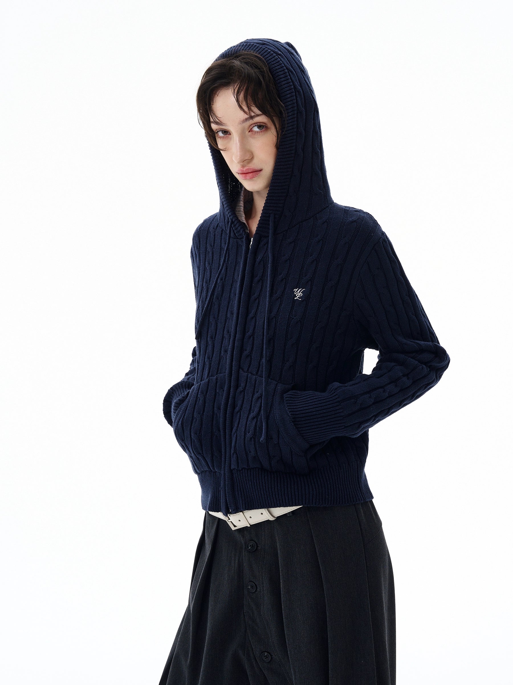 Noir Knit Zip Hoodie