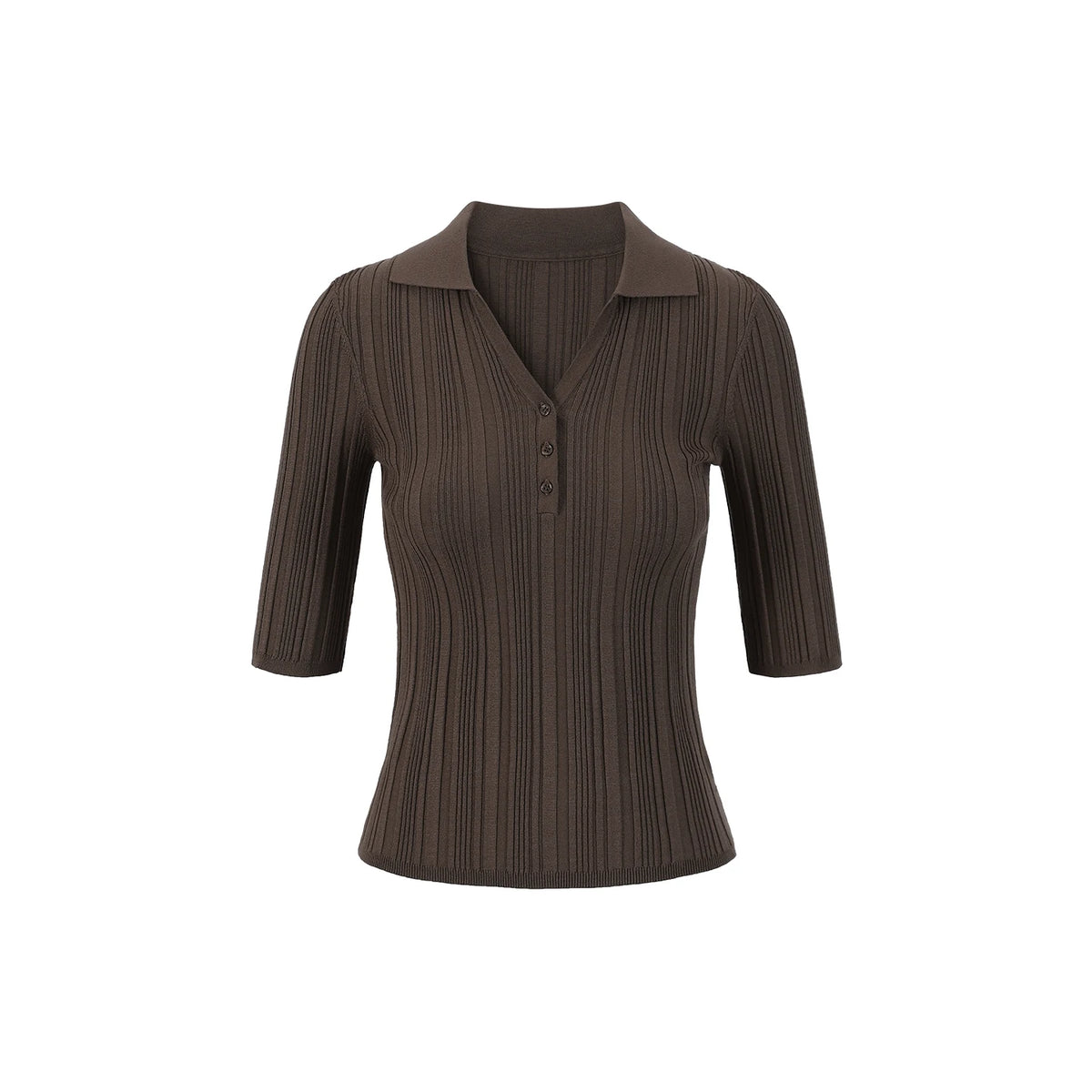 Stone Sonata Ribbed Polo Knit Top