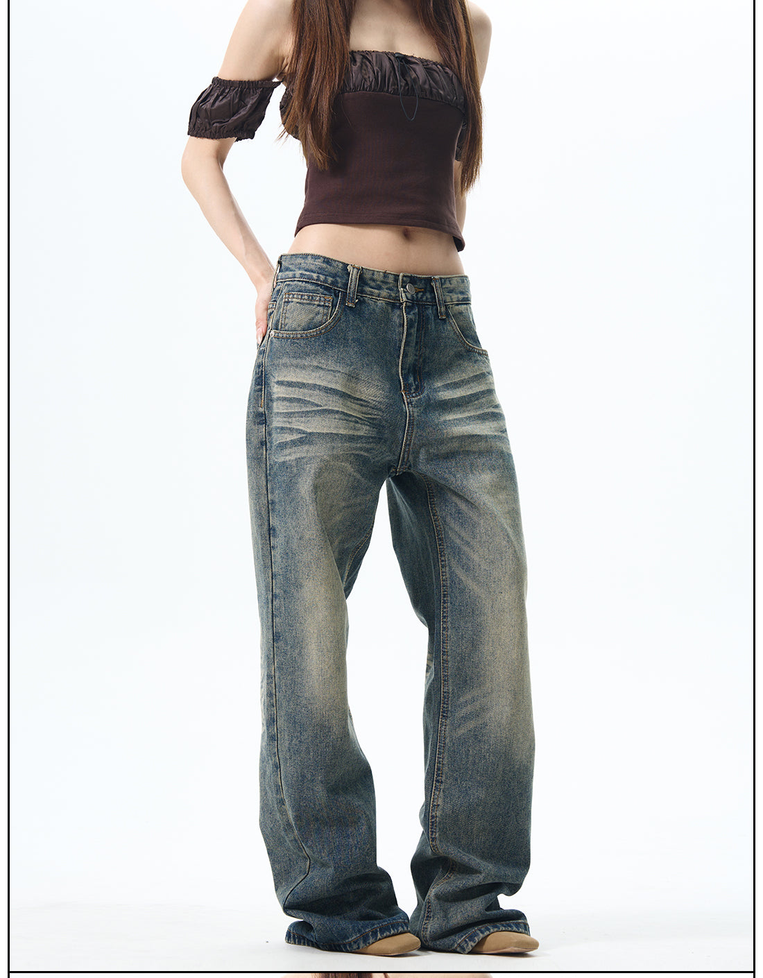 Vintage Wash Baggy Jeans