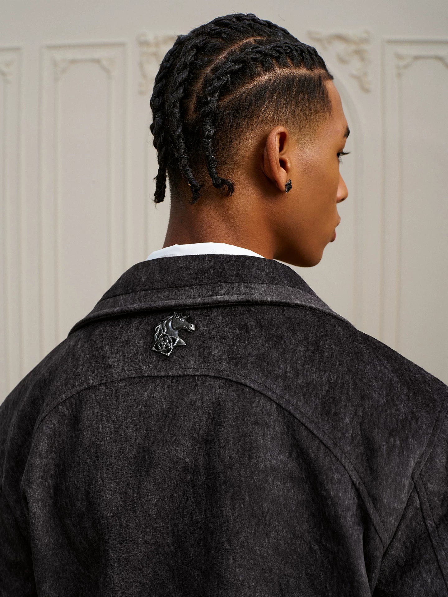 Textured Western Yoke Zip Front Jacket