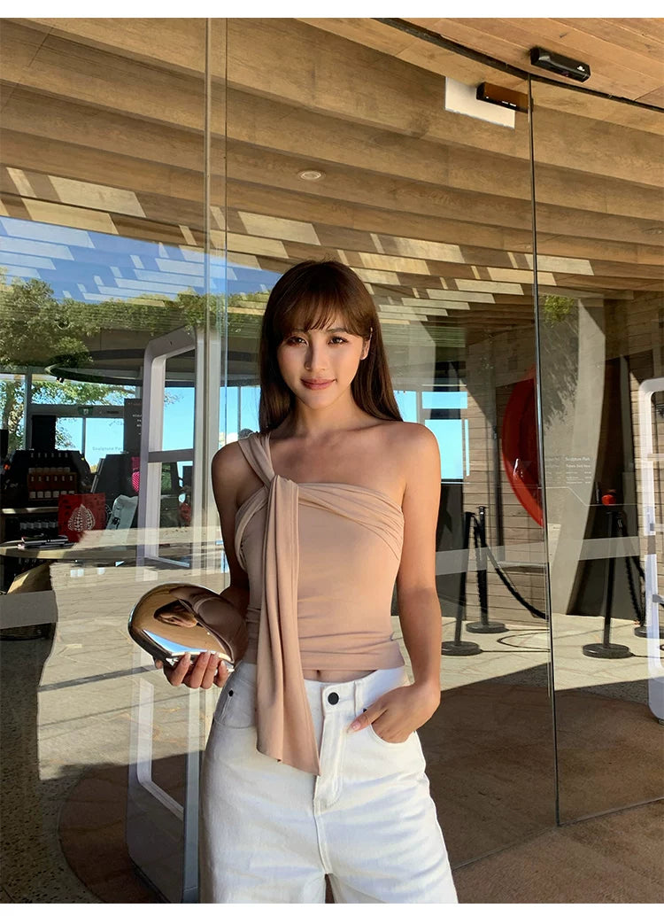 Asymmetric Draped One Shoulder Top