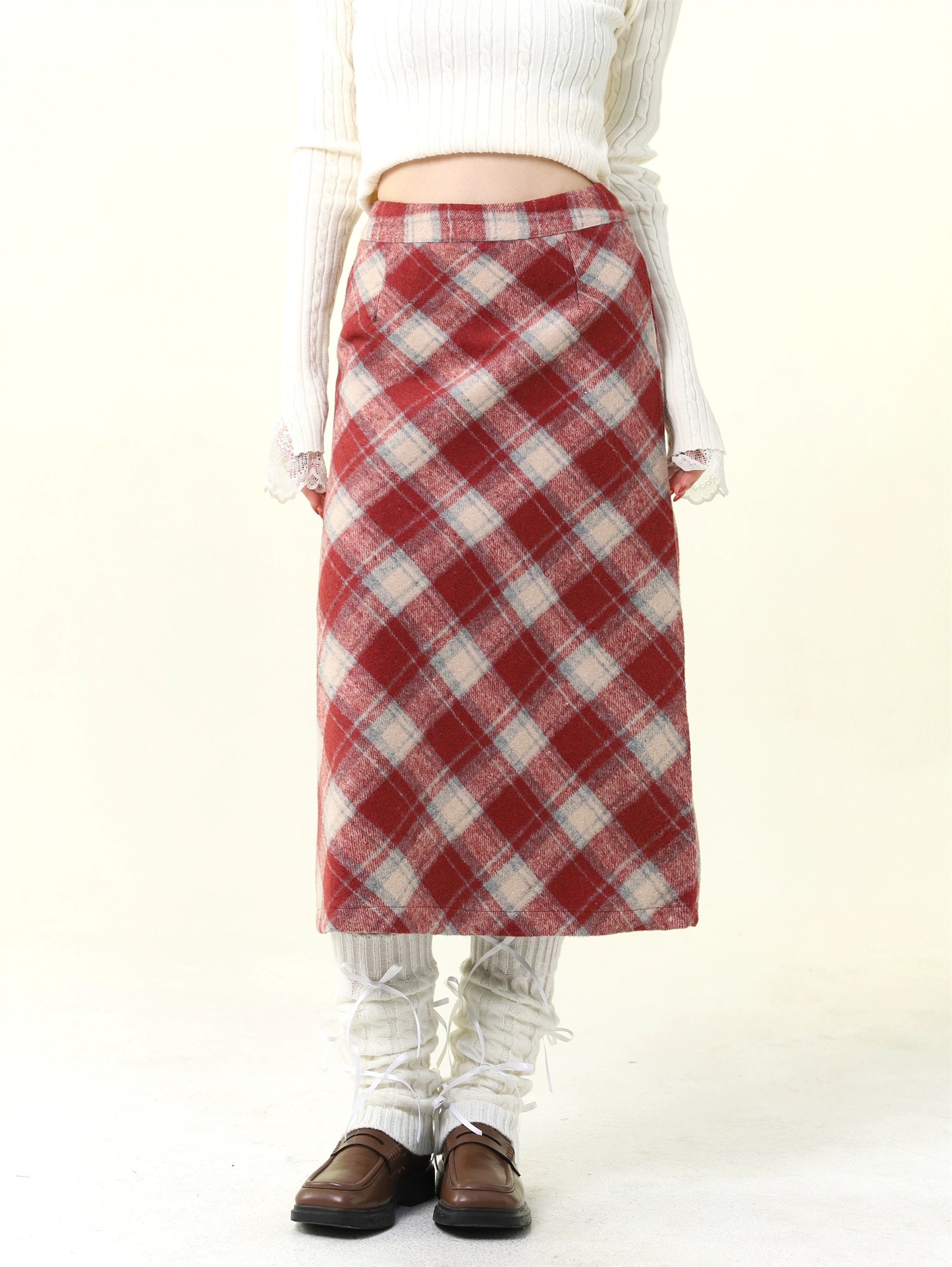 Jupe à carreaux à taille haute