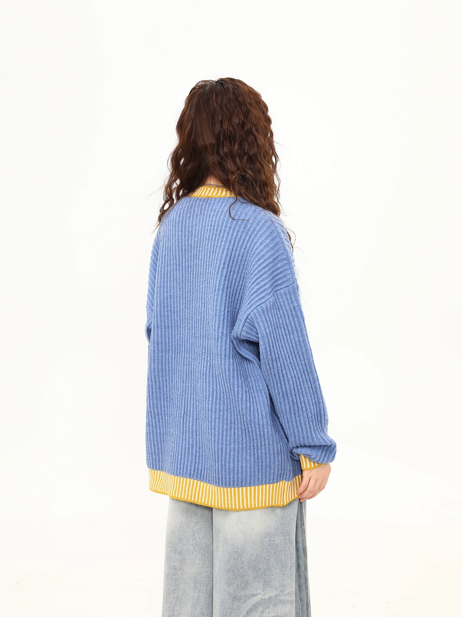 Sky Film Retro Contrast Cardigan