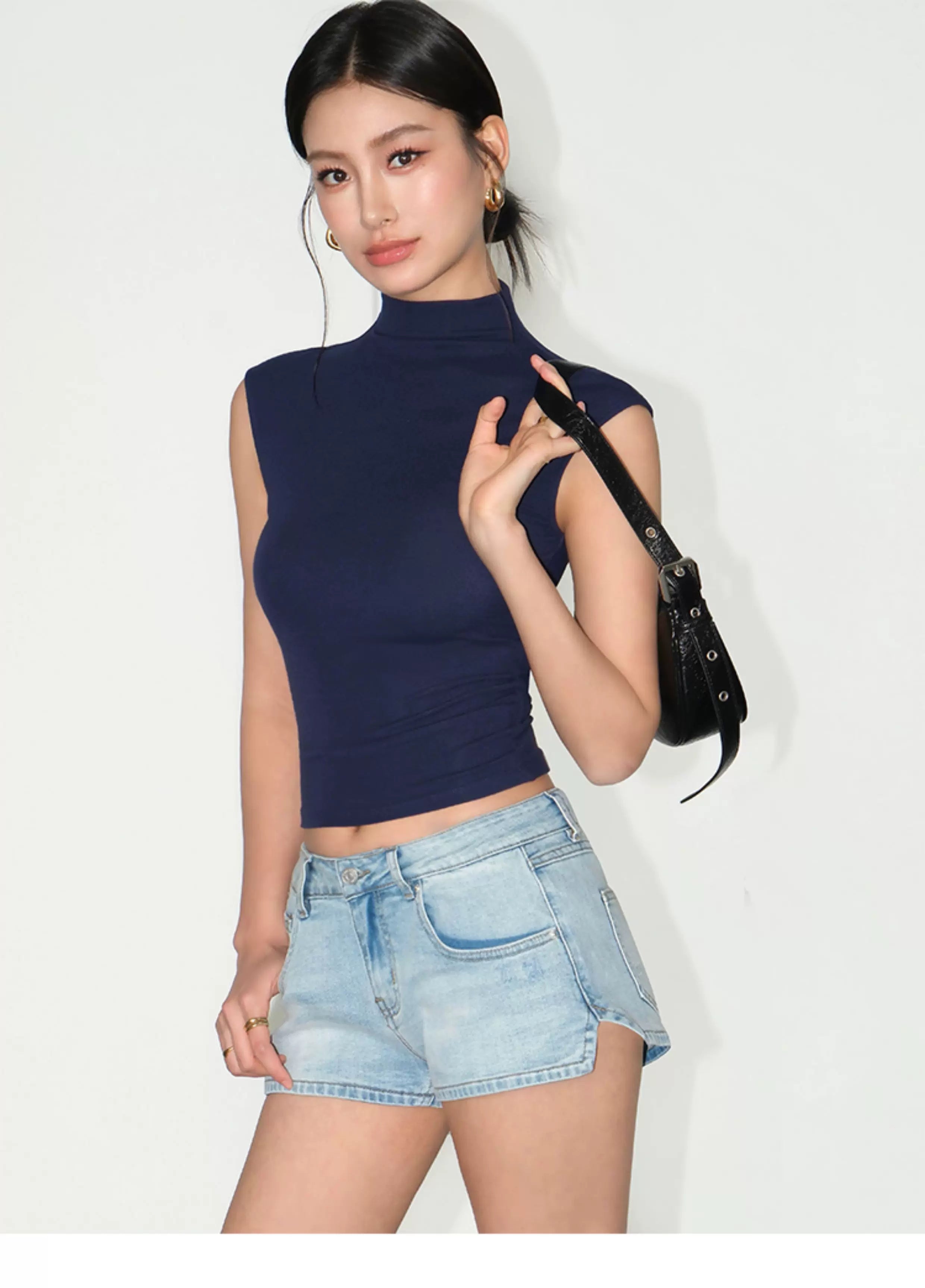 Contour Ease Sleeveless Mock-Neck Tops