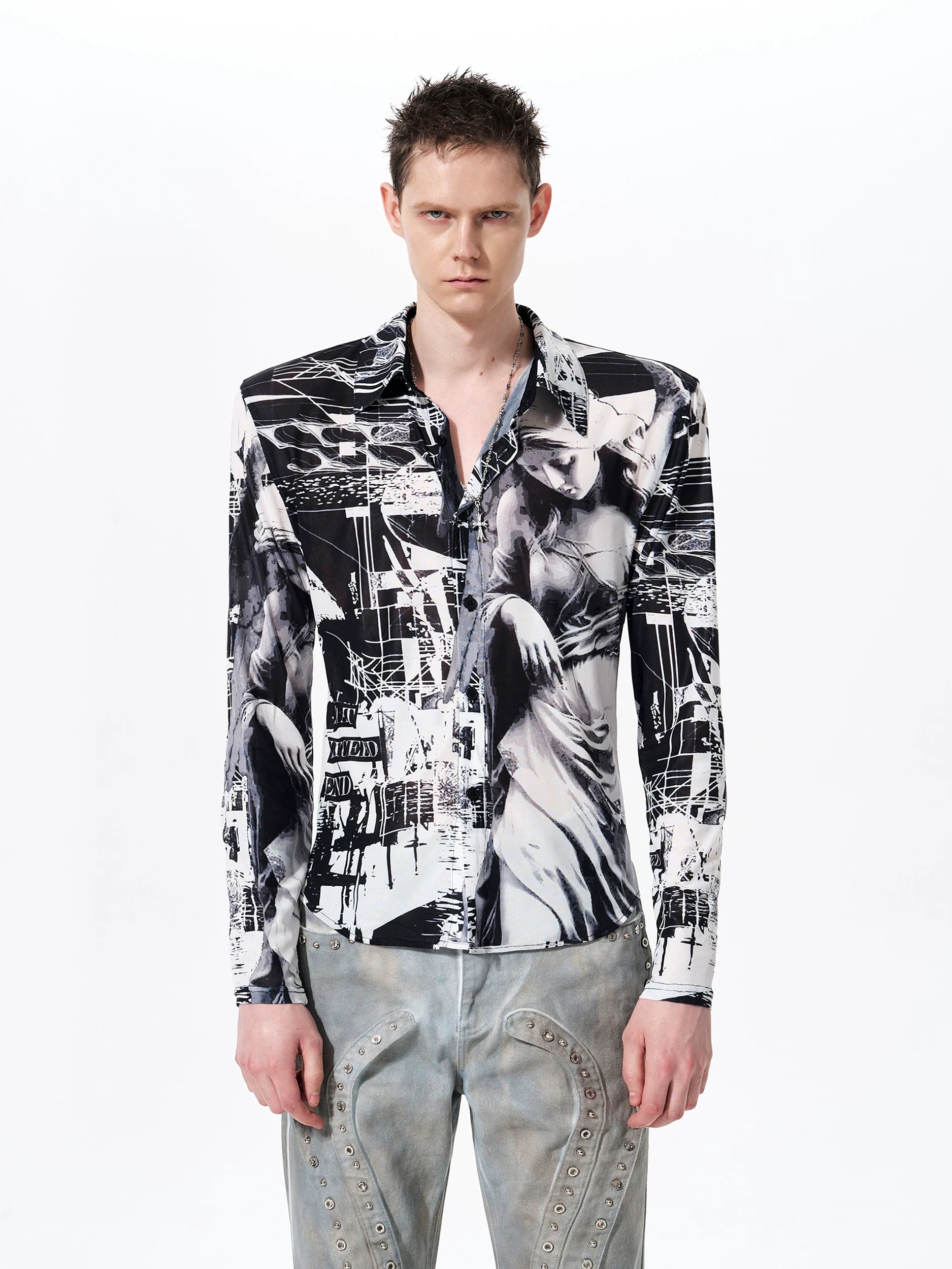 Urban Seraph Collage Mesh Shirt