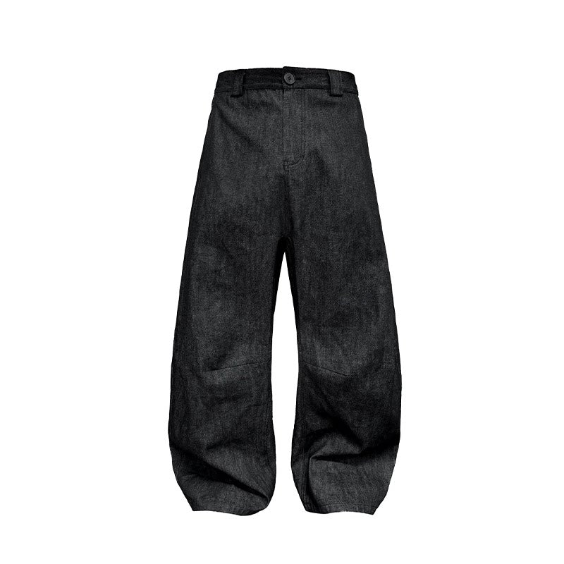 Charcoal Wide-Leg Balloon Denim Trousers