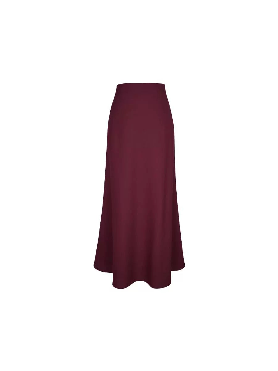 Twill Swing High-Waisted A-Line Midi Skirt
