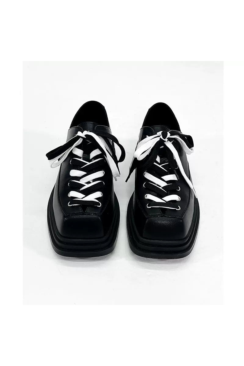 Contrast Platform Chunky School Shoes