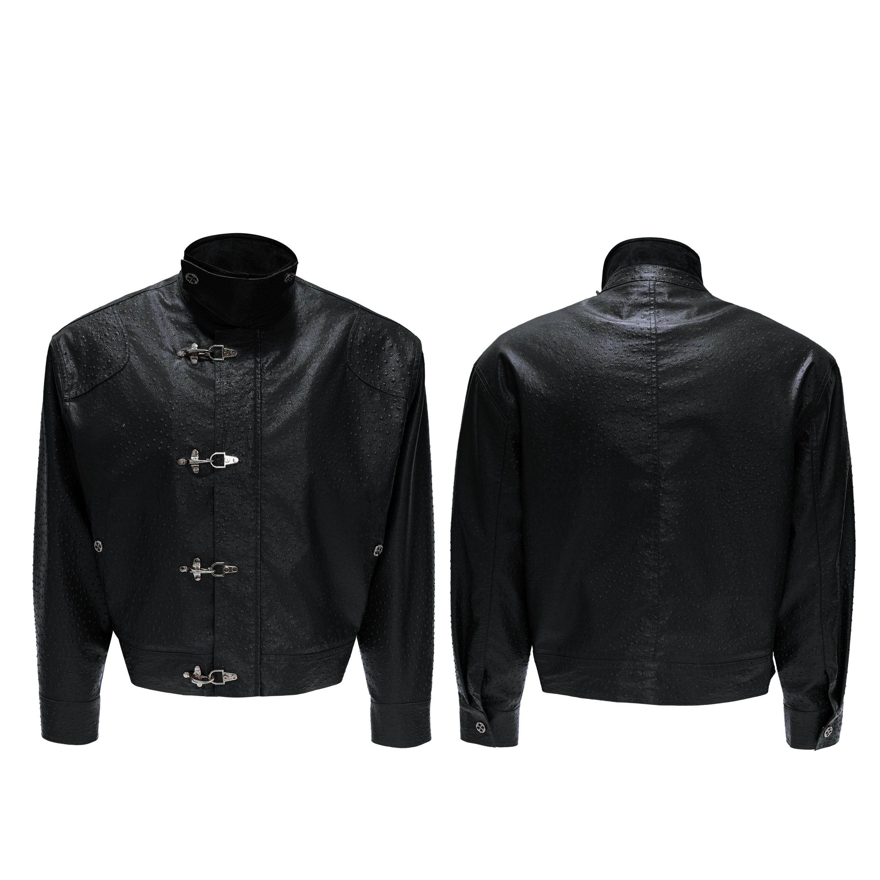 Obsidian Buckle Ostrich Jacket