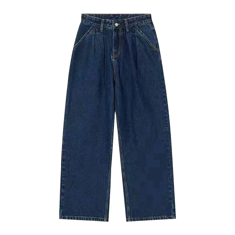 Midnight Pleat Relaxed Wide-Leg Jeans
