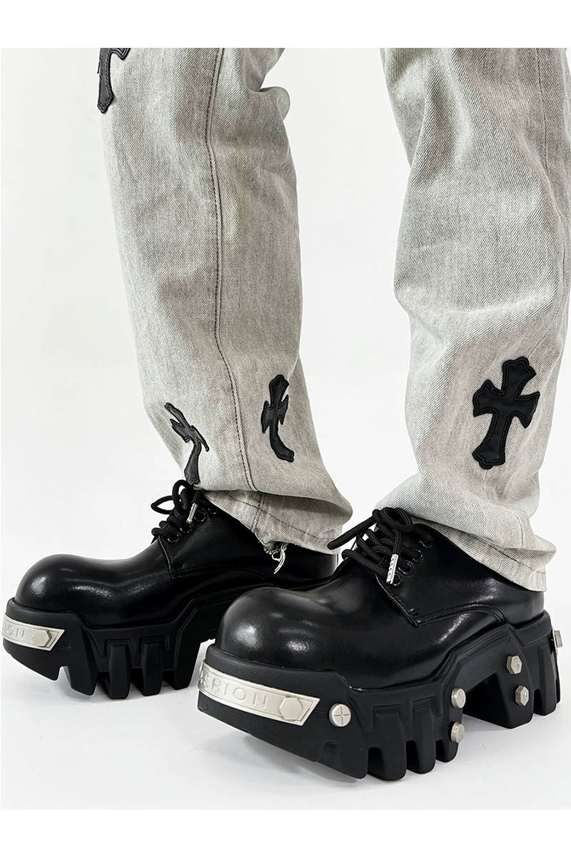 Futuristic Black 8cm Platform Oxfords