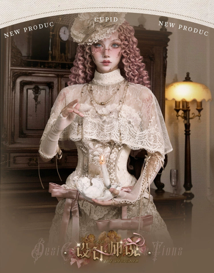 Victorian Ivory Lace High Collar Capelet