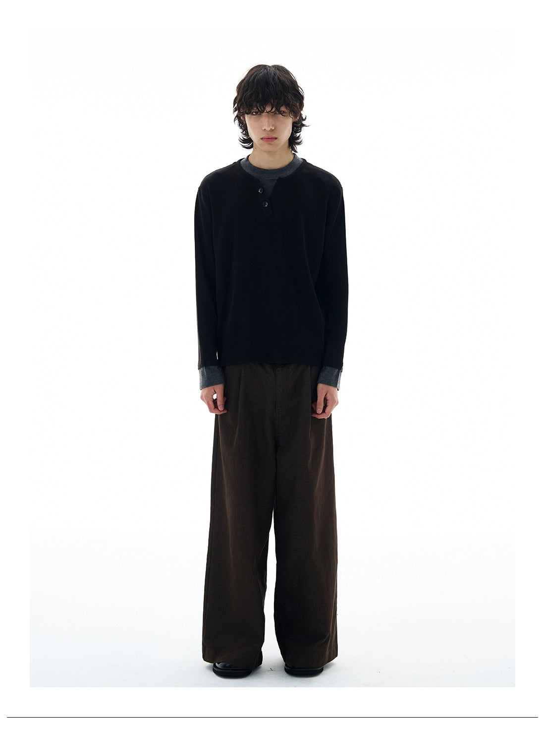 Contrast Henley Long Sleeve