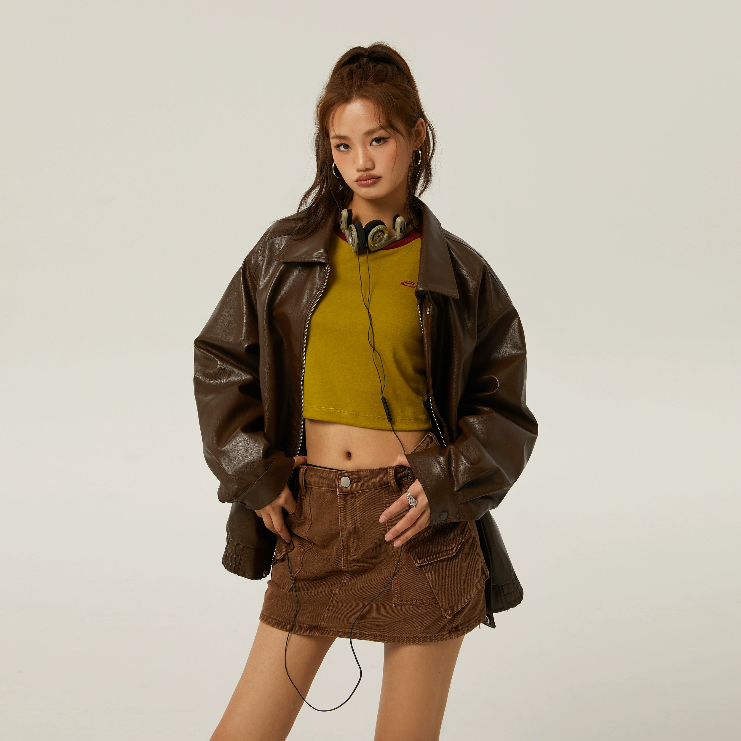 Retro Rebel Leather Bomber Jacket - chiclara