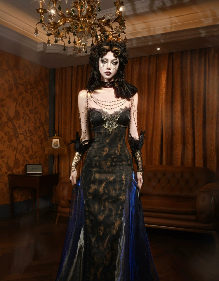 Midnight Lace Victorian Evening Gown