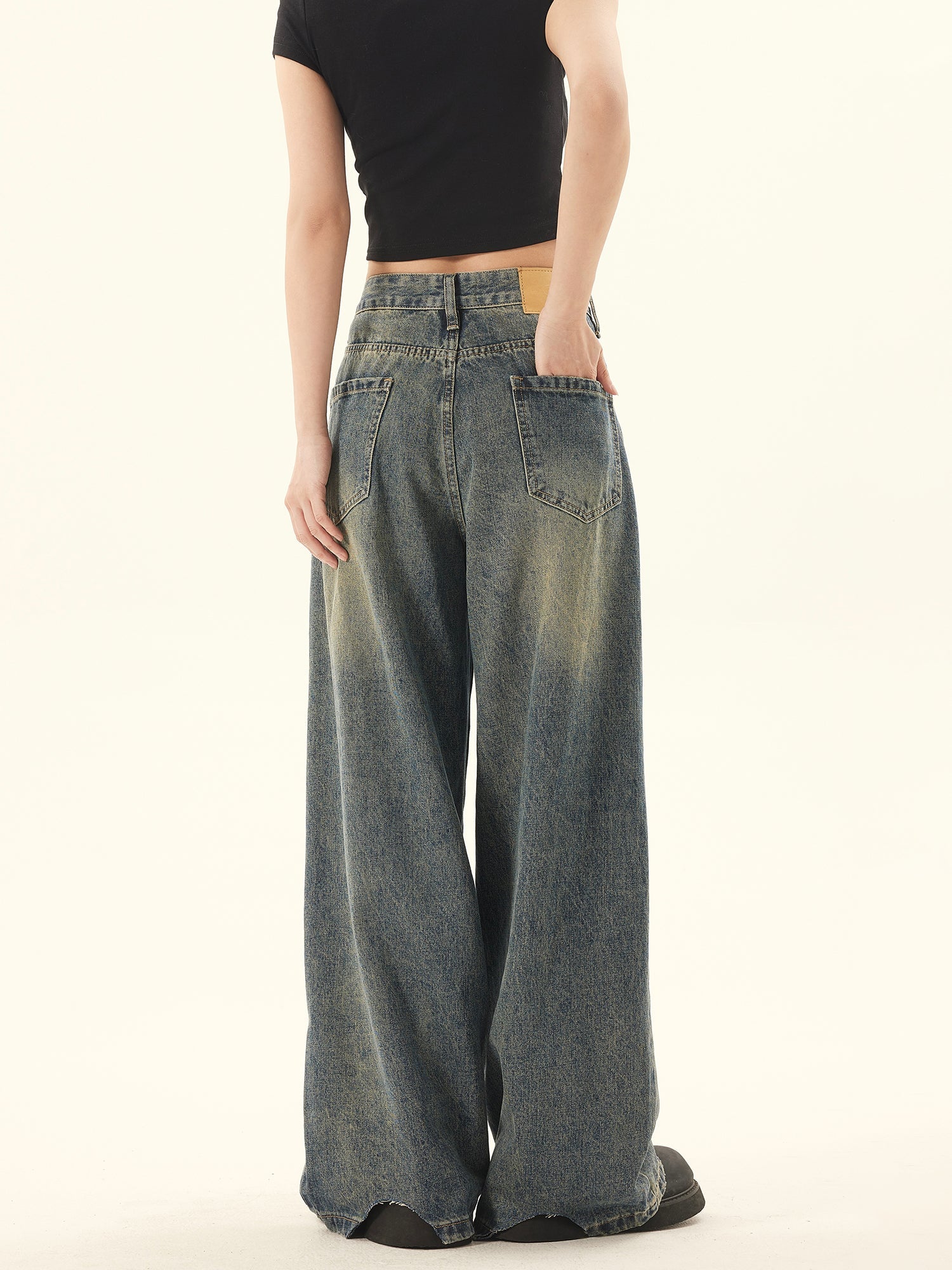 Vintage High Rise Wide -Bein -Jeans