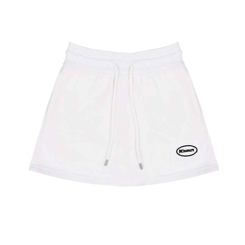 Drawstring Athletic Skirts with Logo Patch