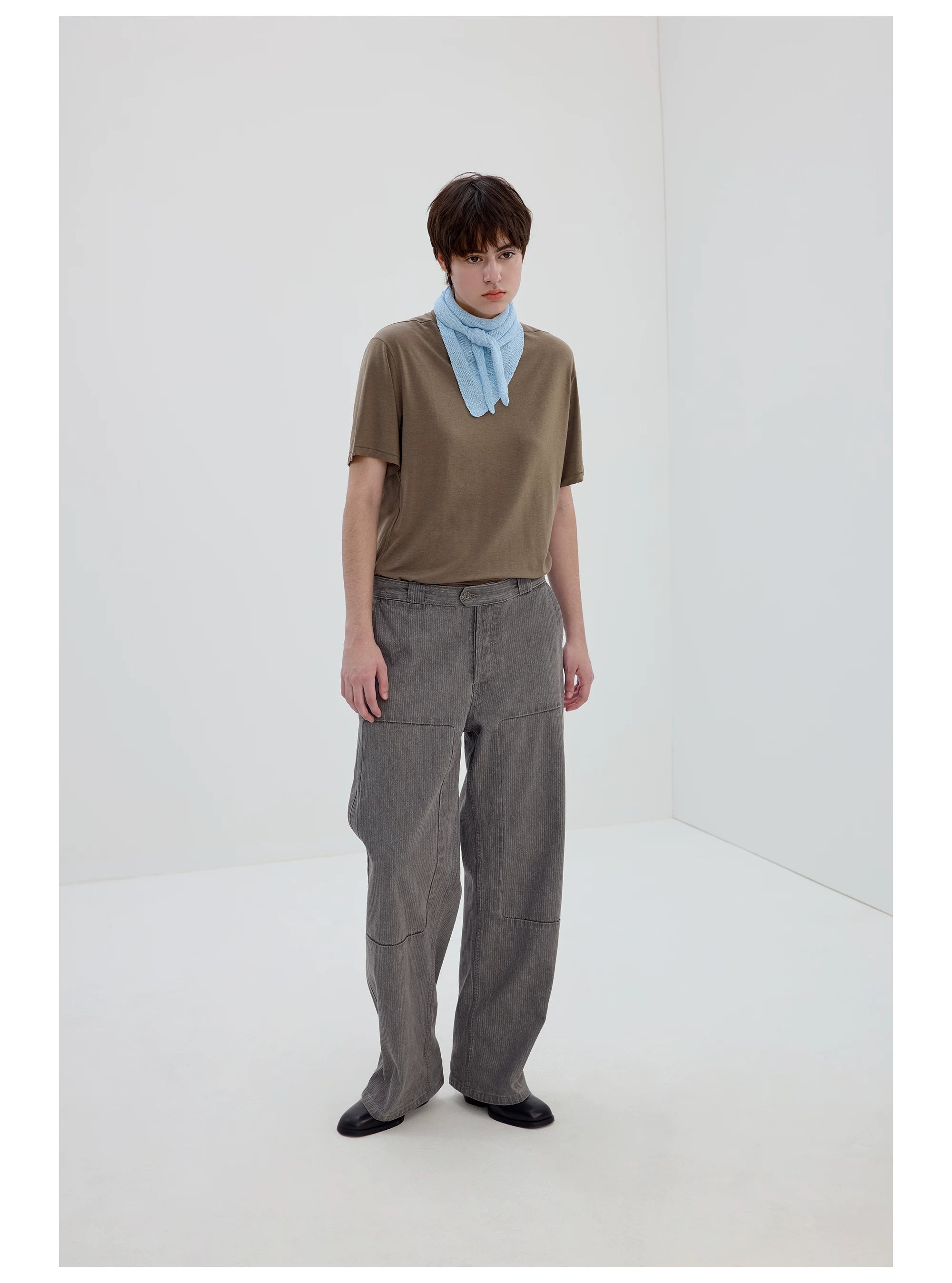 Gray Straight-Leg Patch Pocket Pants