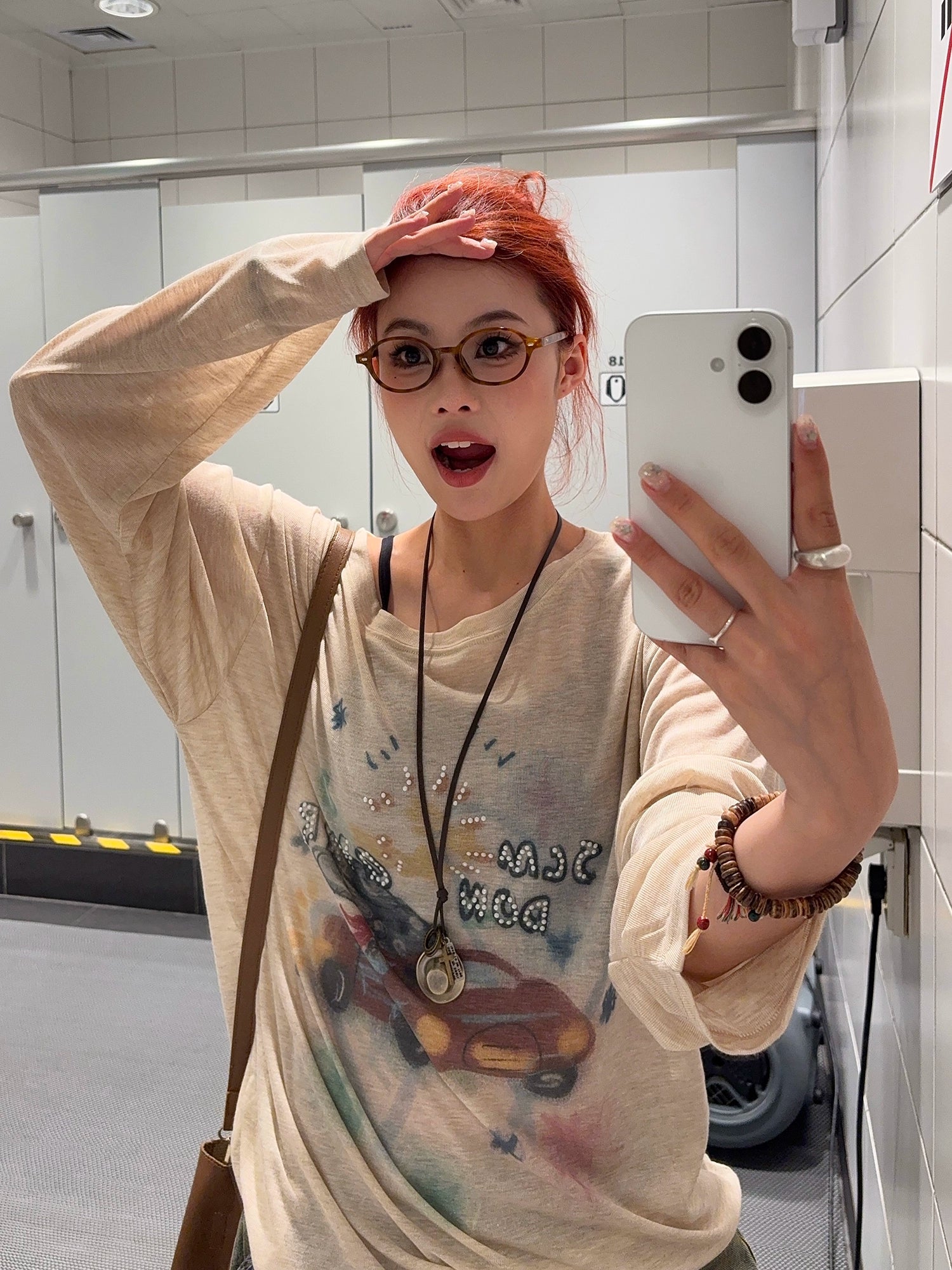 Retro Car Graphic Oversized Long Sleeve Tee