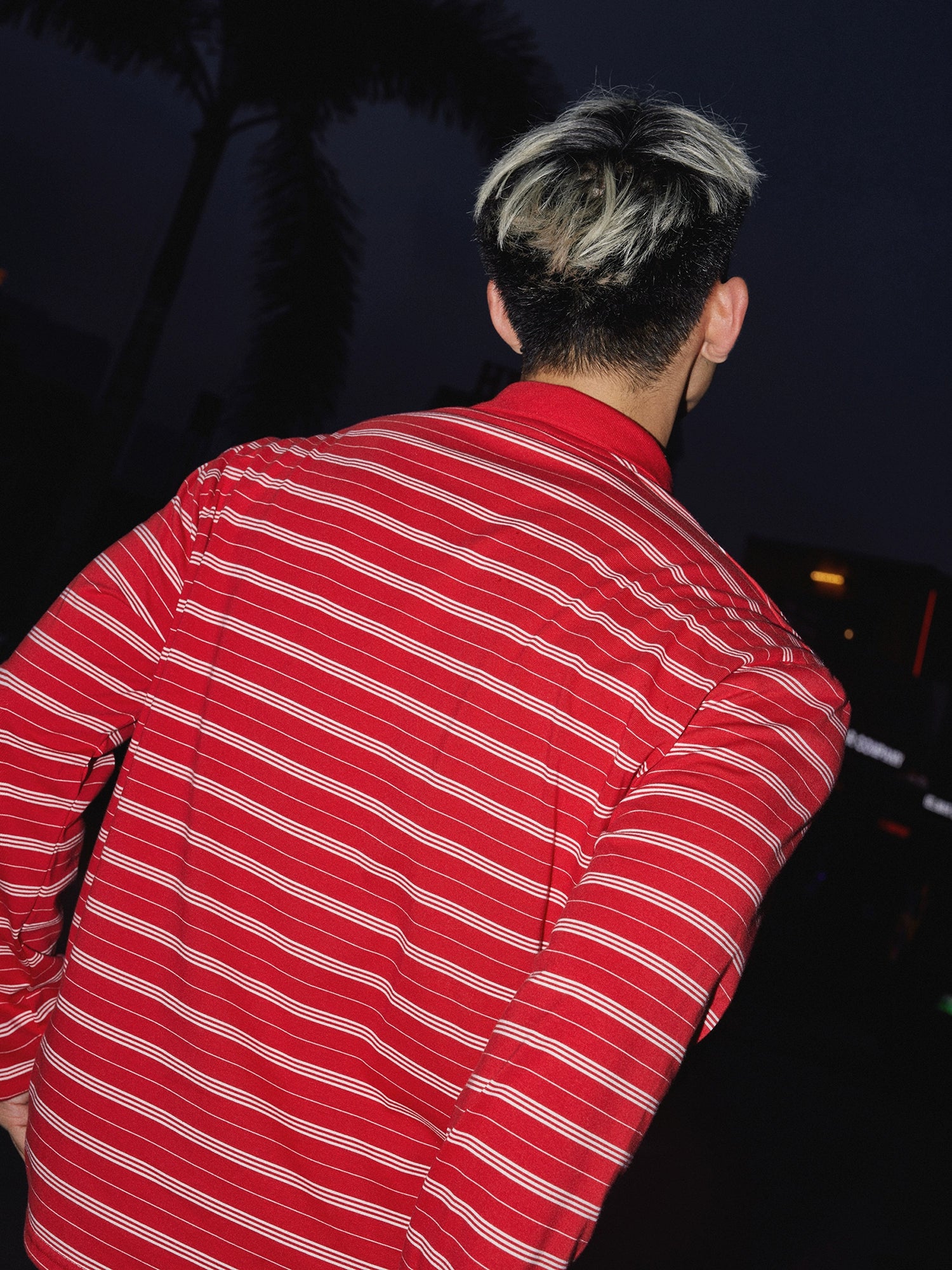 Red and White Striped Rugby Shirt