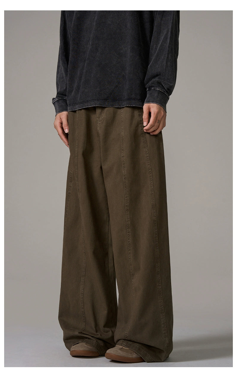 Wide-Leg Brown Wool Trousers
