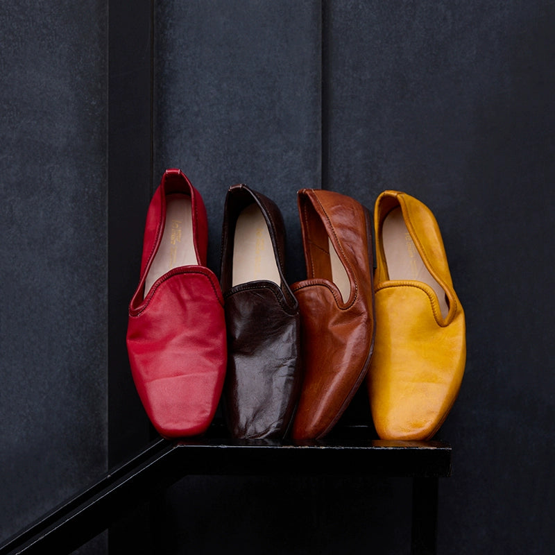 Colorful Leather Square Toe Loafers