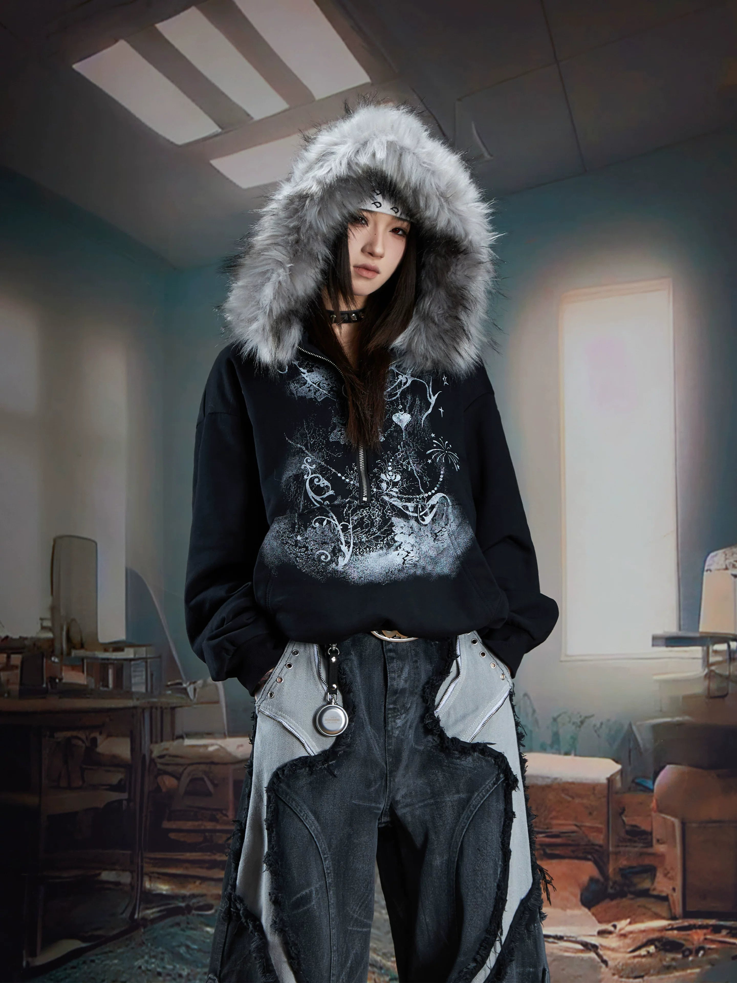 Frostgrave Dreamscape Fur‑Trim Hoodie