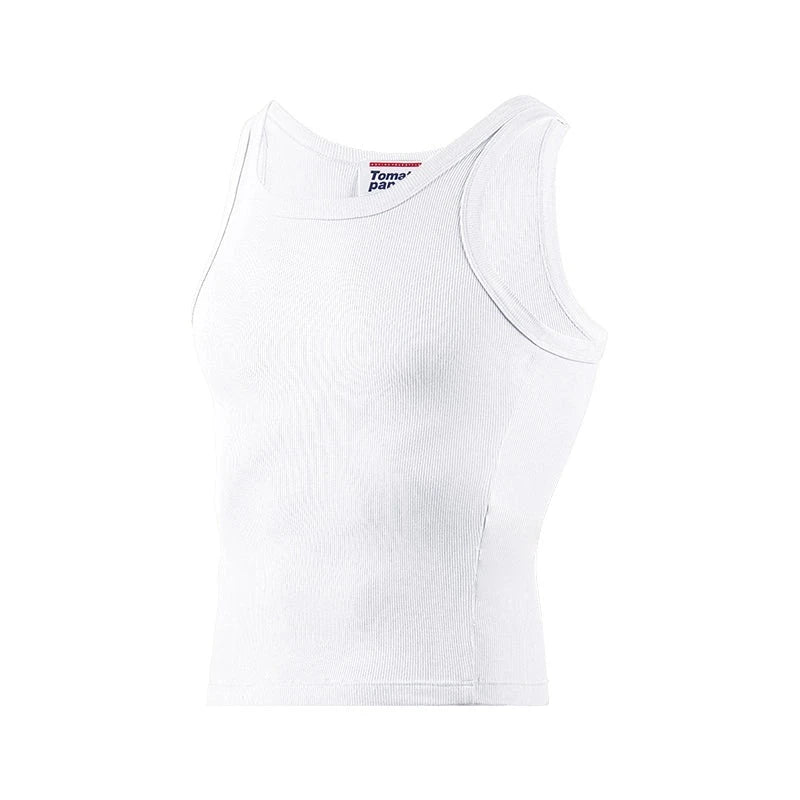 Camiseta de tanque acanalado de ajuste delgado