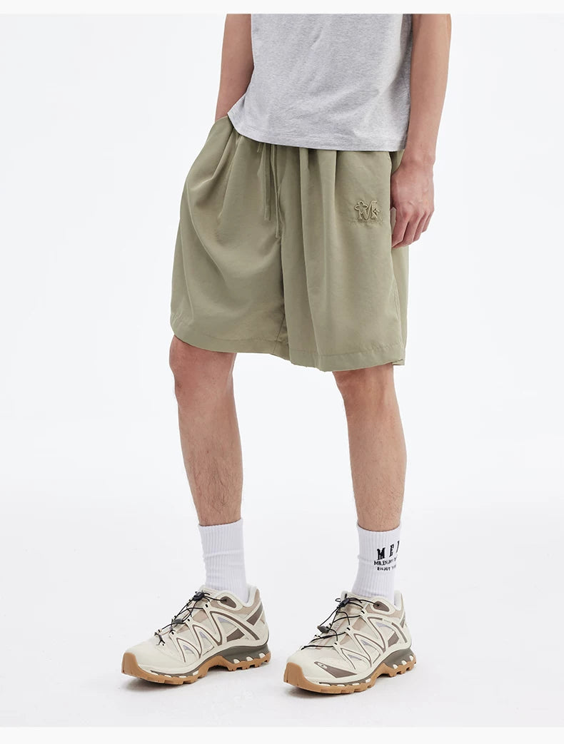 Embroidered Drawstring Bermuda Shorts