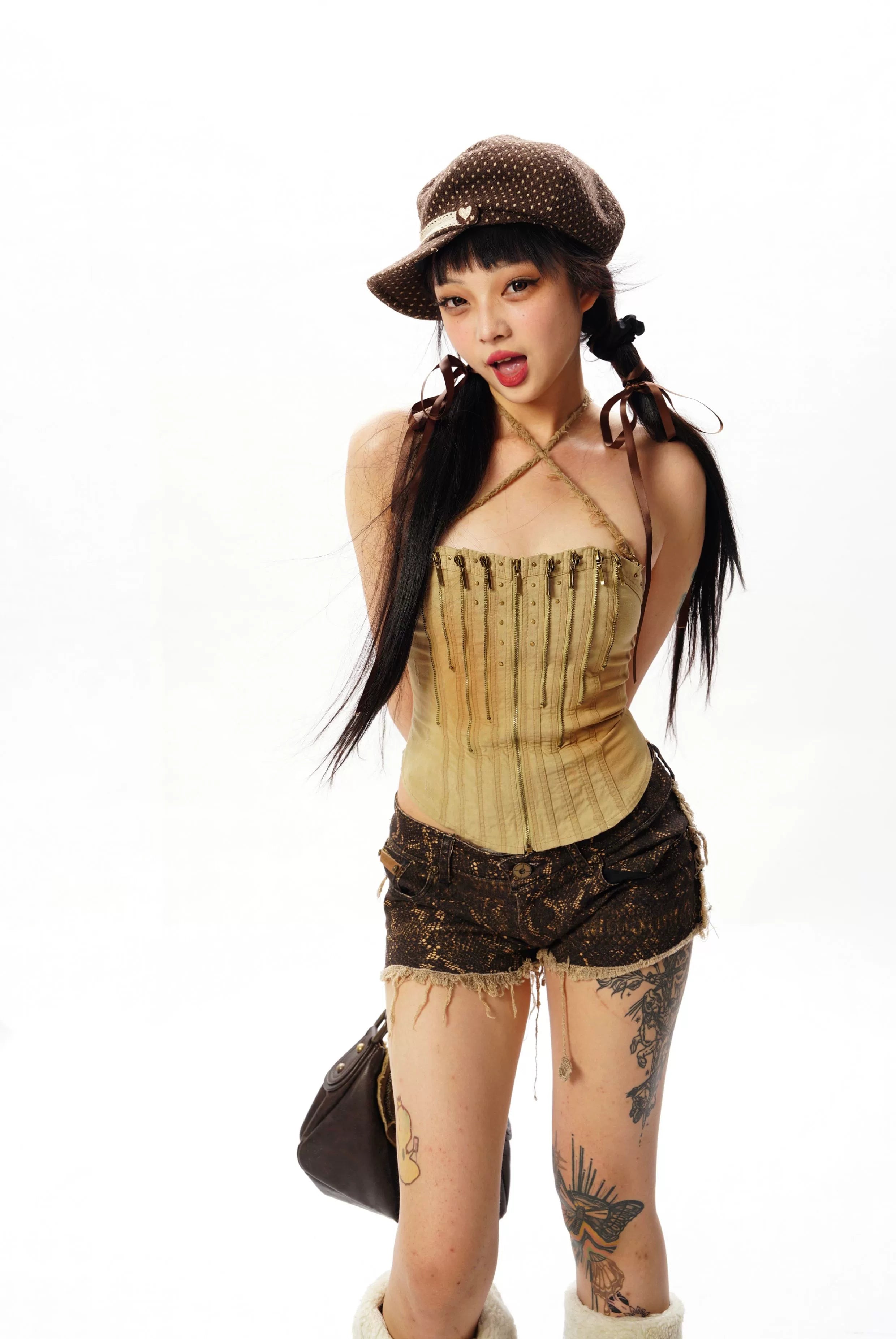 Viper Fringe Distressed Snakeprint Shorts