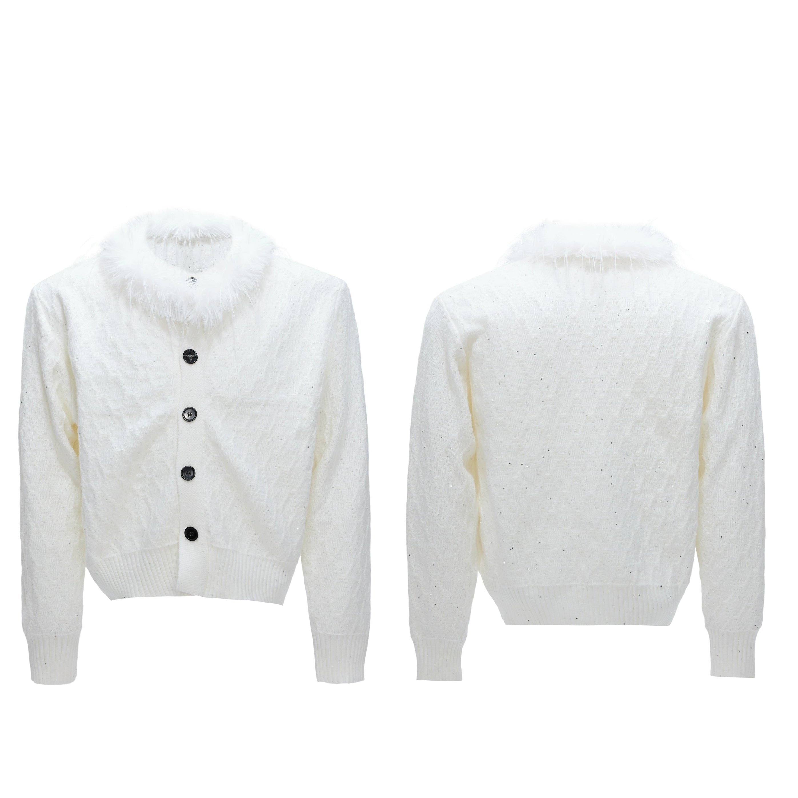 Feather Frost Cable Knit Cardigan