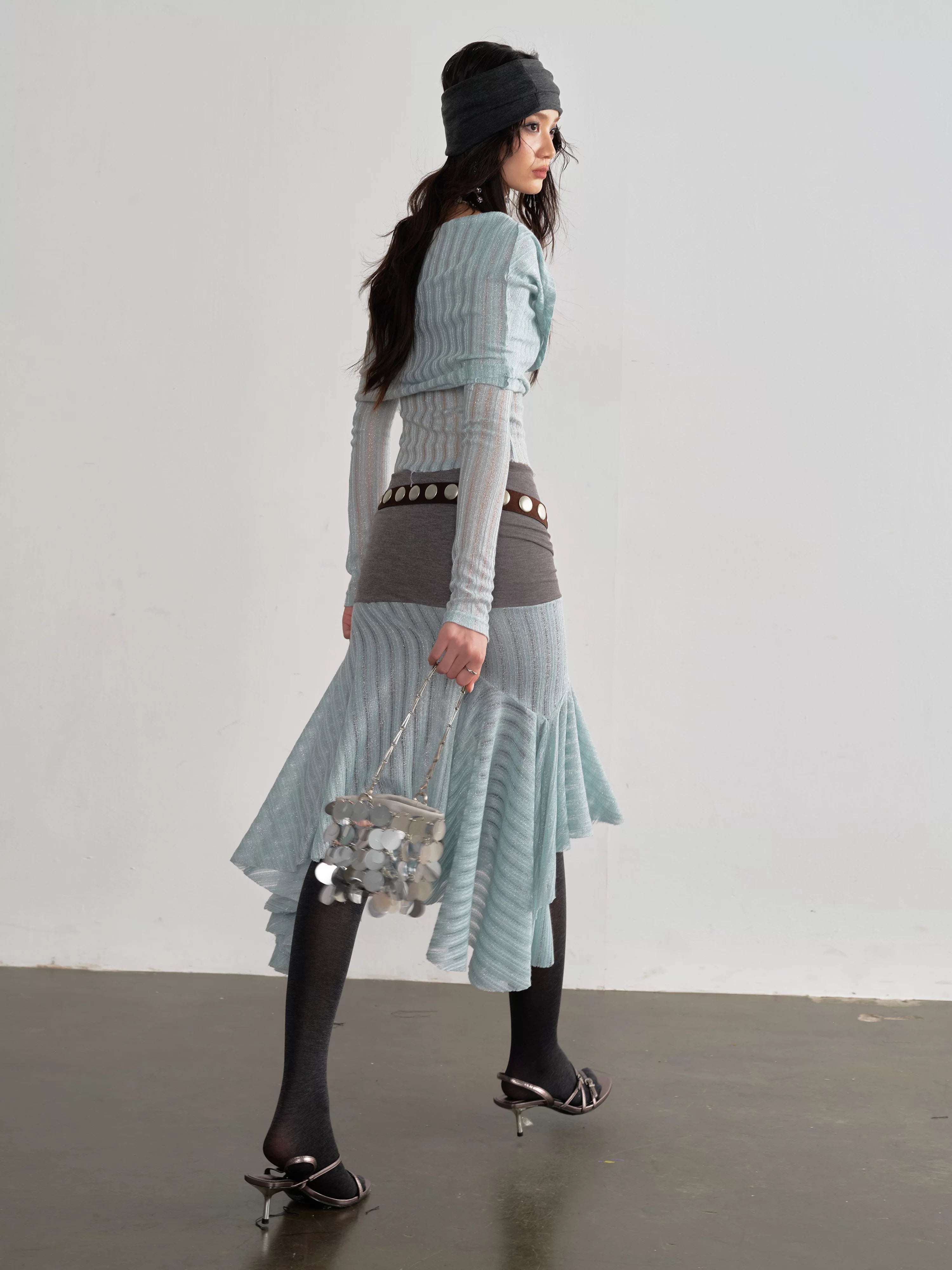 Glacélure Draped Knit Top & Ruffle Skirt