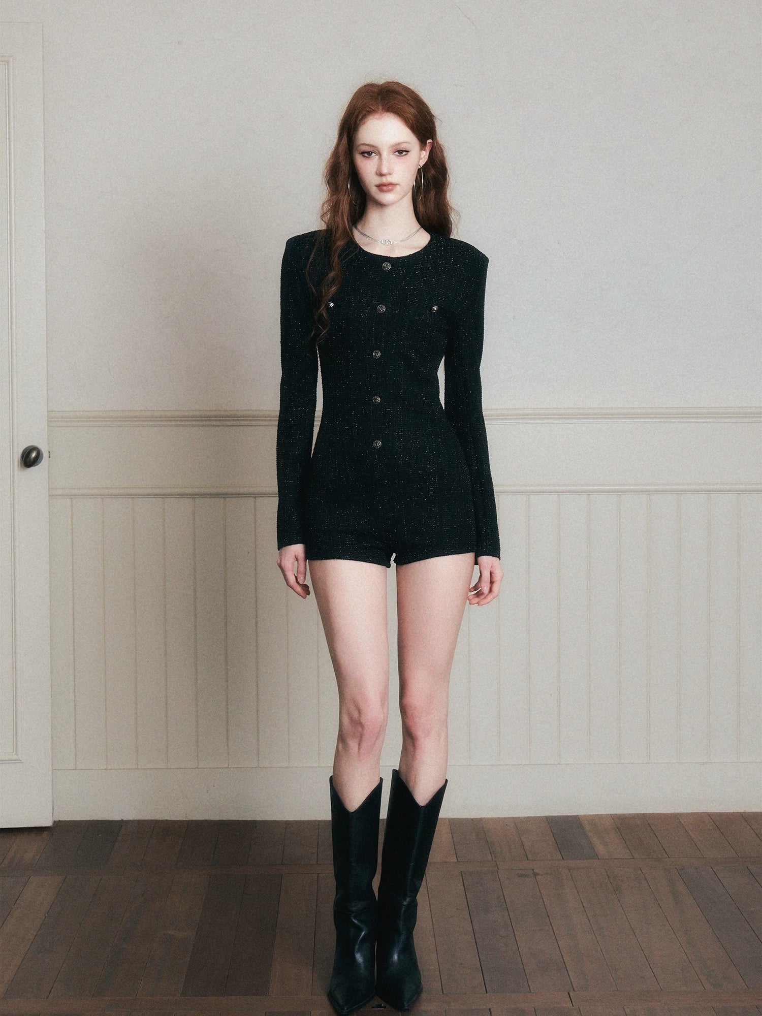 Midnight Muse Tweed Romper
