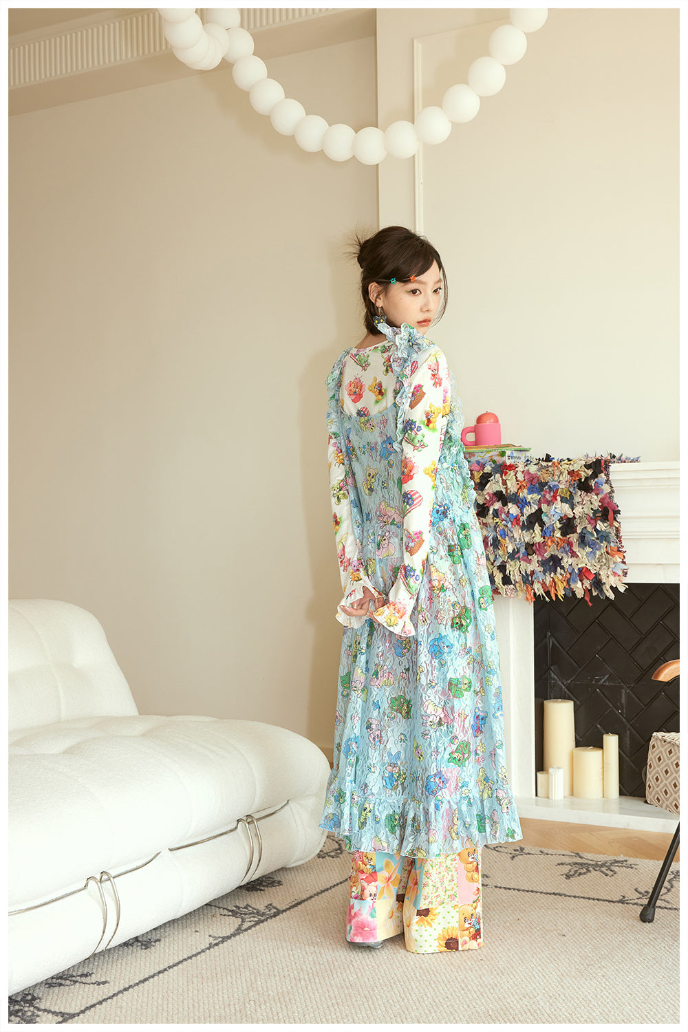 Mint Animal Print Ruffle Strap Dress