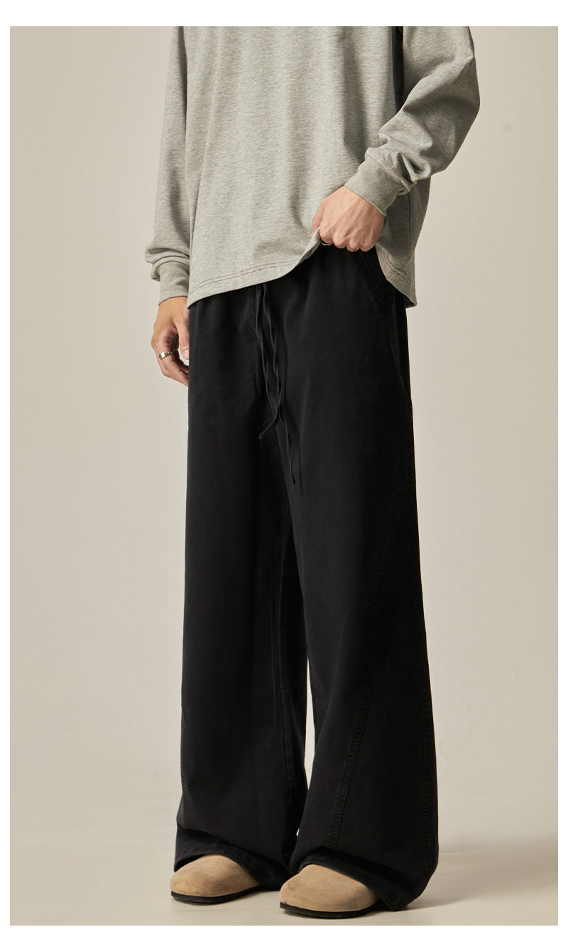 Brown Loose Drawstring Wide Pants