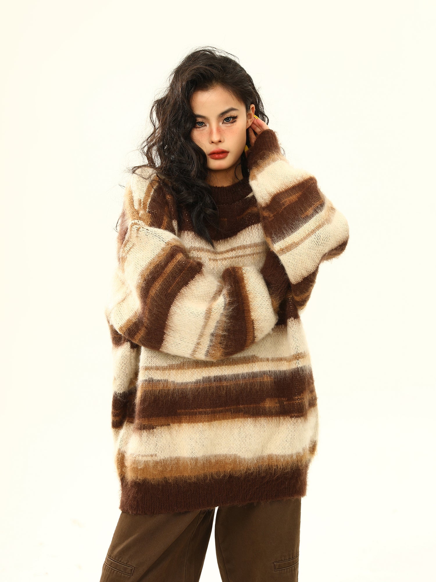 Suéter de mohair de gran tamaño a rayas