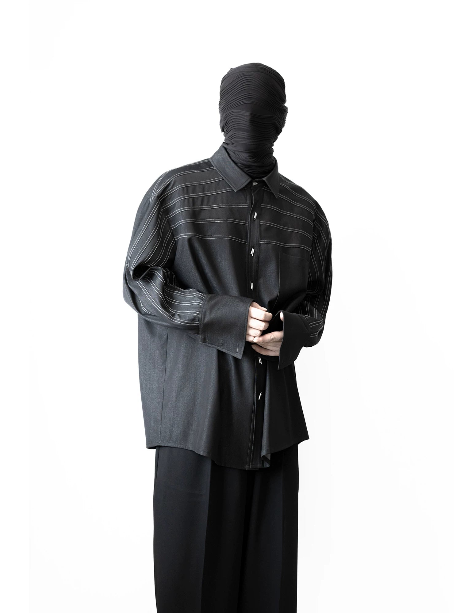 Midnight Rail Tab-Stripe Shirt