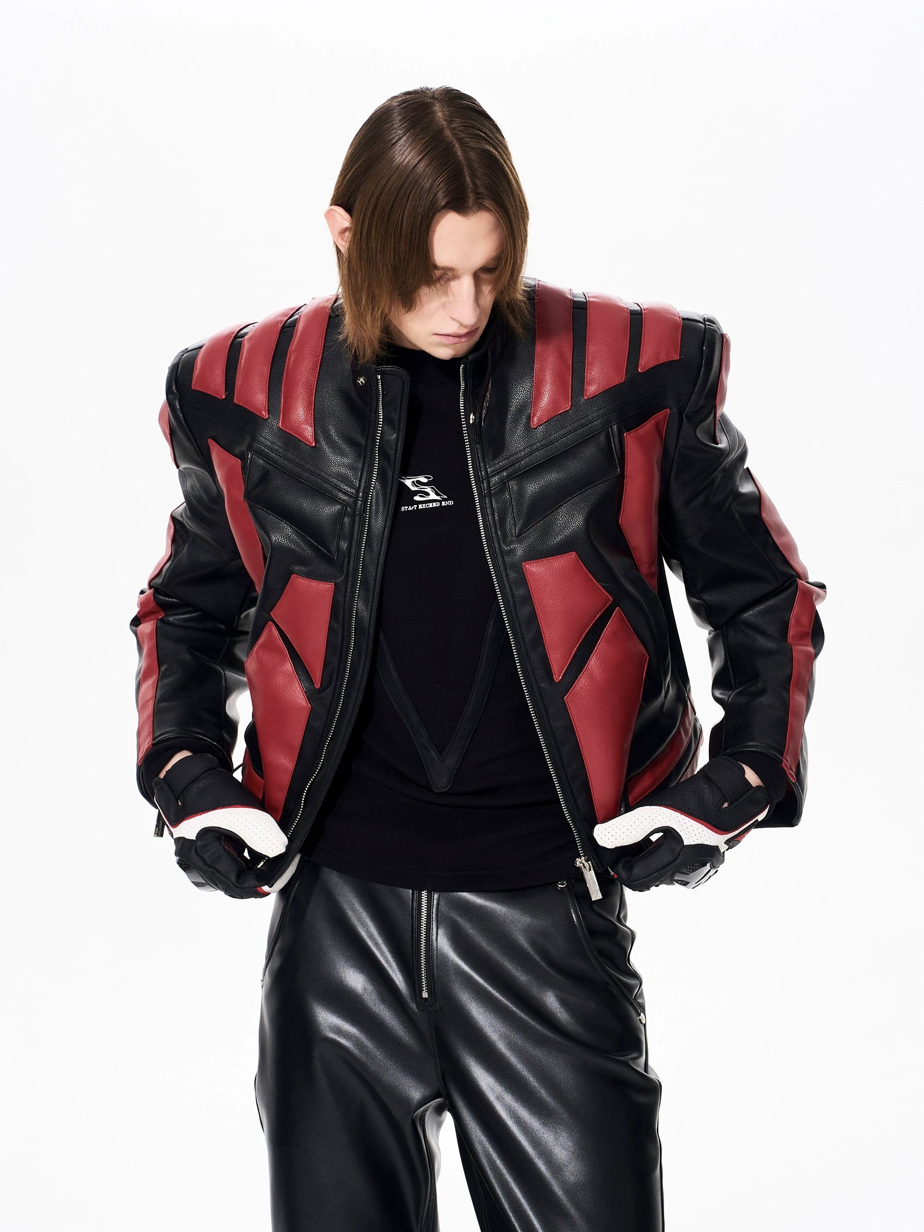 Crimson Vanguard Panelled Moto Jacket