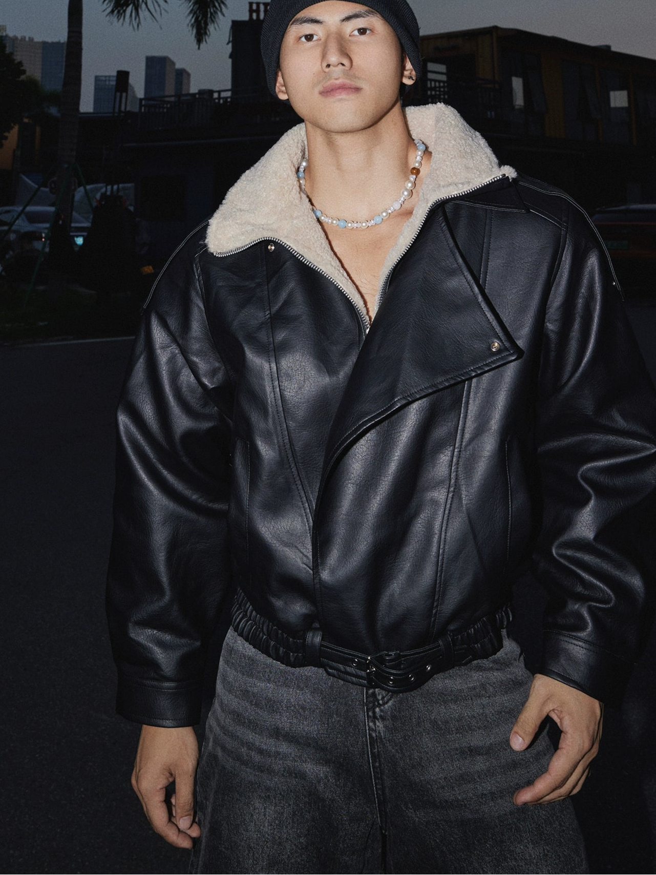 Shadow Luxe Shearling Moto Jacket