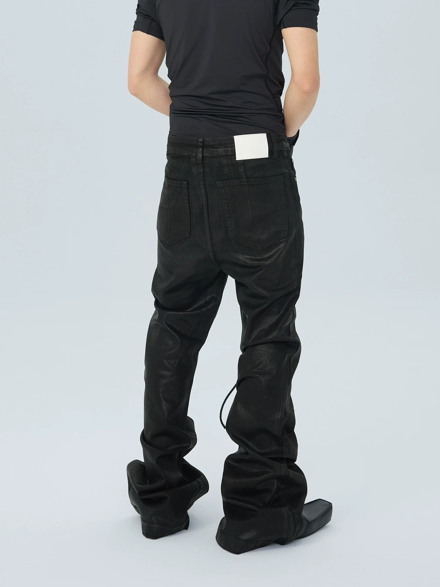 Obsidian Corset-Lace Stacked Jeans