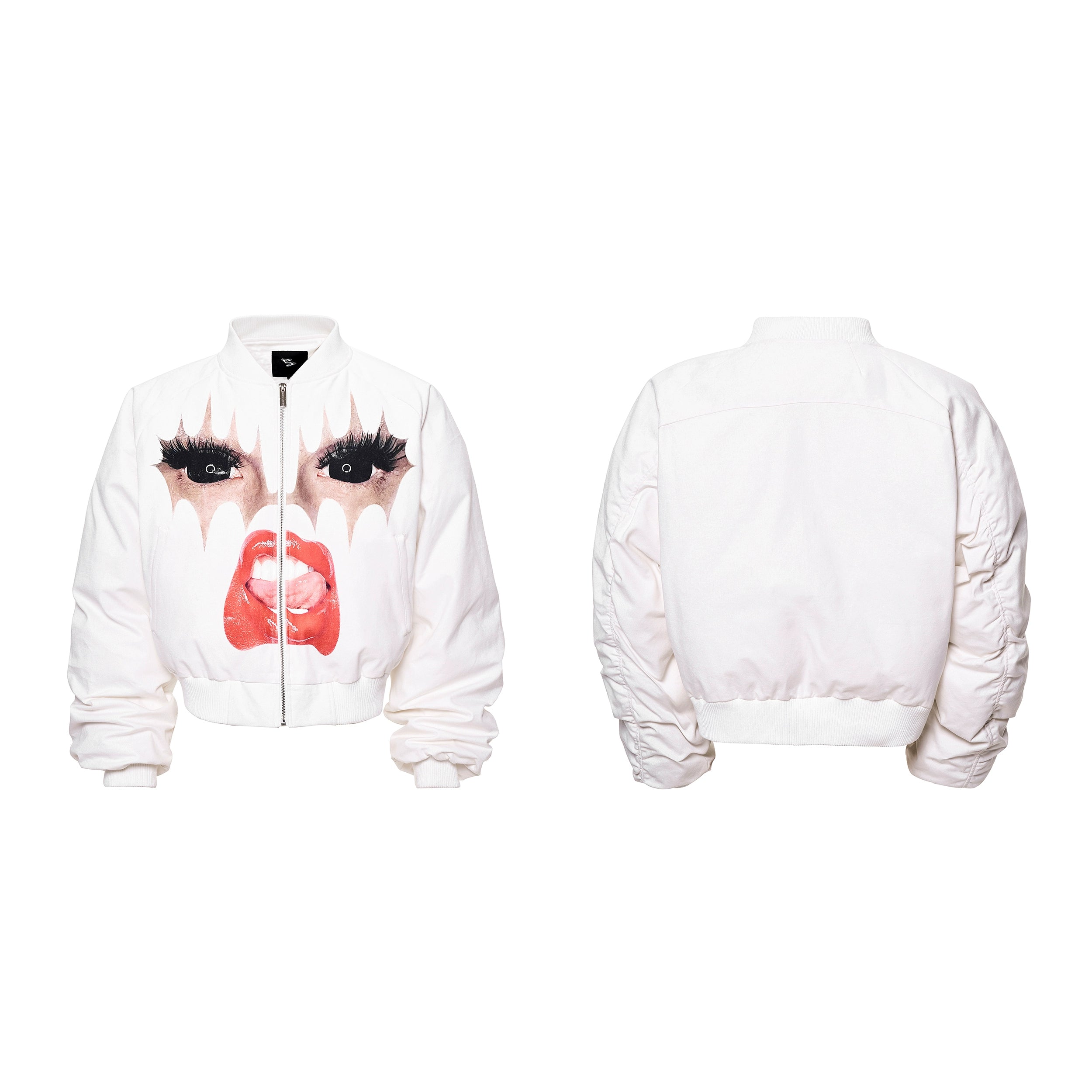Bomber Jacket with Face Graphic Print