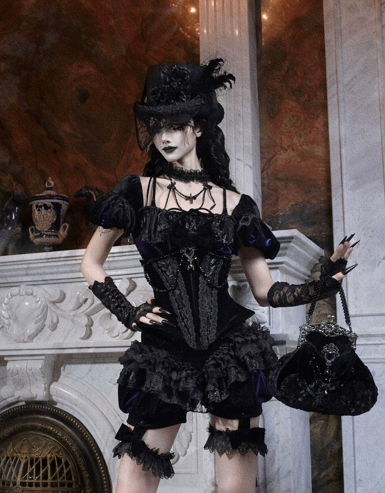 Gothic Ruffled Lace Bloomers with Garters